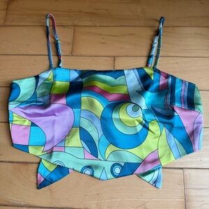 Show Me Your Mumu Scarf Crop Top Go Go Luxe Satin Size Small